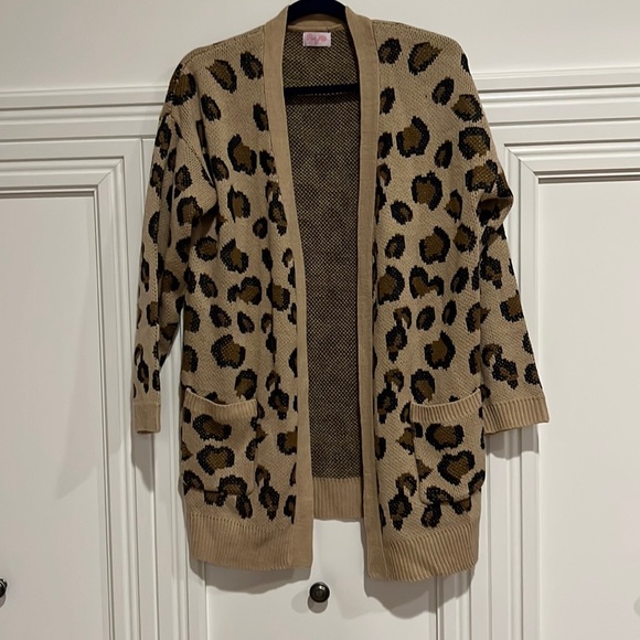 Pink Lily Sweaters - Pink Lily Leopard Print Cardigan Sz Small
